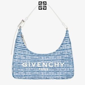Givenchy 2023 4G Denim Small Moon Cut Out Hobo
